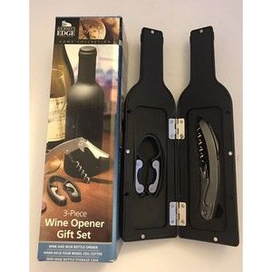Journeys Edge 3 PIECE WINE OPENER GIFT SET - Nice WINE BOTTLE STORAGE